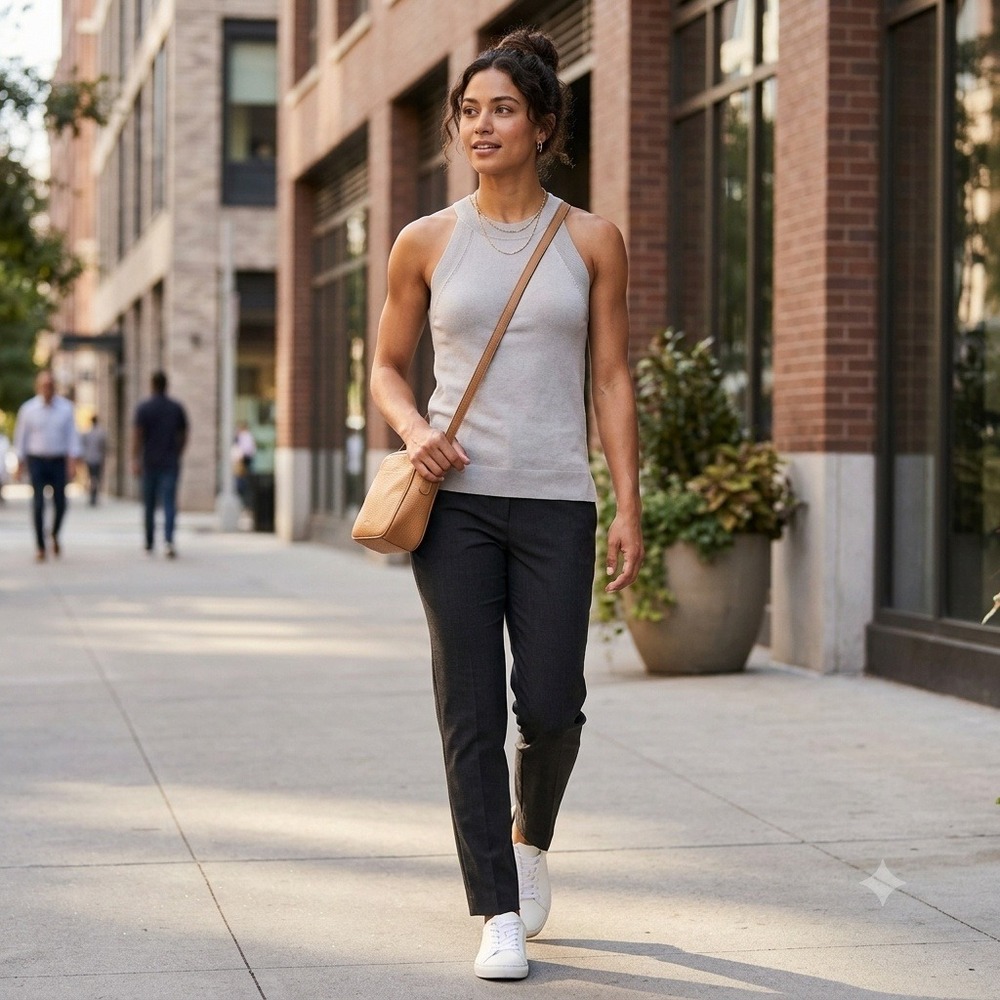 Banana‎ Republic Halter Neck Sweater Tank Top Ribbed Knit Sleeveless Grey Medium